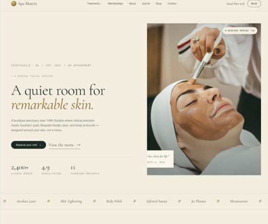 Spa Matrix — luxury med spa website rebuild by Collective POV